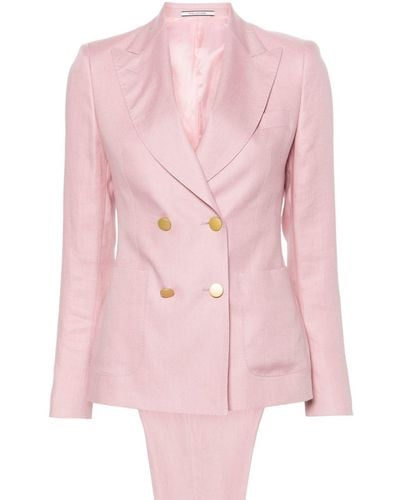 Tagliatore Doppelreihiger Anzug aus Leinen - Pink