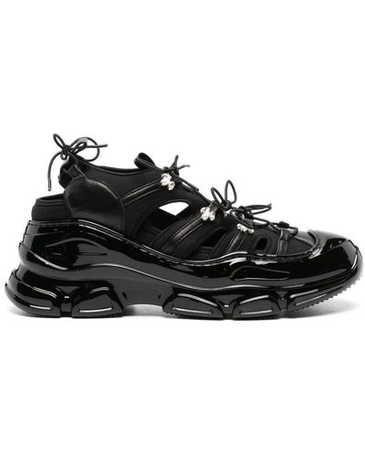 Simone Rocha Tracker Cut-out Sneakers - Men's - Rubber/neoprene/calf Leather/calf Leatherneoprene - Black