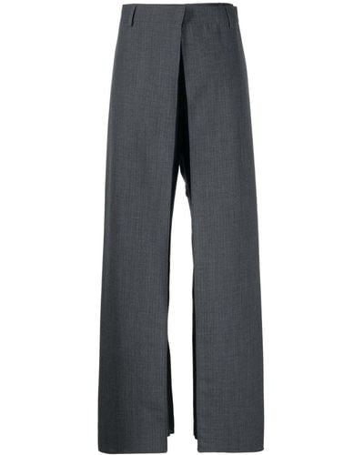Fendi Layered Virgin Wool Trousers - Grey