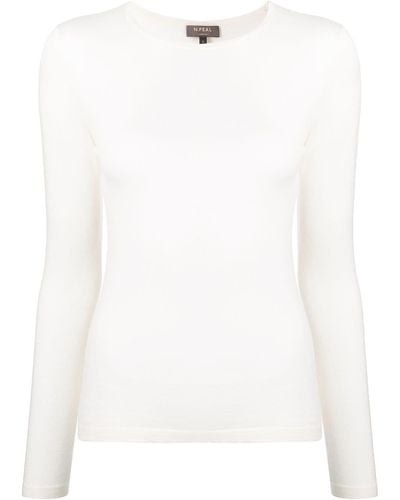 N.Peal Cashmere Round Neck Knit Sweater - White