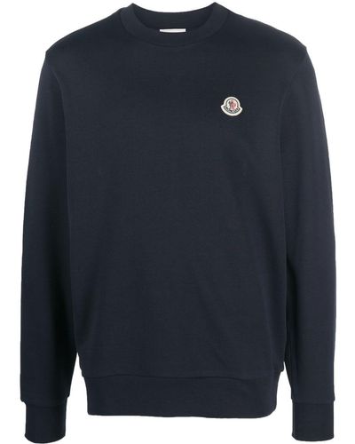 Moncler Sweatshirt mit Logo-Patch - Blau