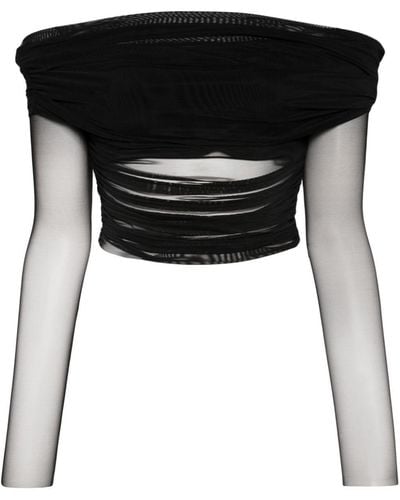 Alice + Olivia Isadola Off-shoulder Cropped Top - Black