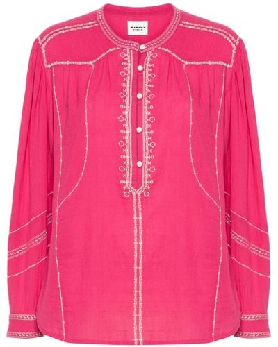 Isabel Marant Pelson Embroidered-detailing Blouse - Pink