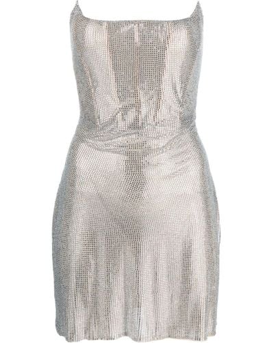 GIUSEPPE DI MORABITO Rhinestone-embellished Strapless Minidress - Gray