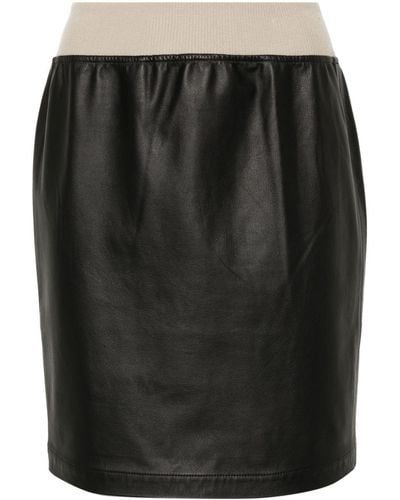 Frenckenberger Elasticated-waist Leather Mini Skirt - Black