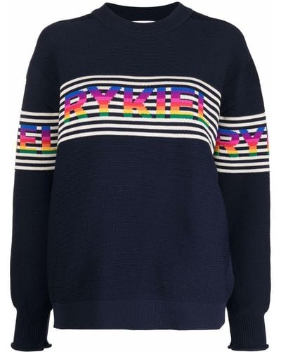 Sonia Rykiel Striped Logo-knit Sweater - Blue