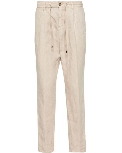 BOSS Pleat-detail Tapered Trousers - Natural