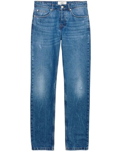 Ami Paris Straight-Leg-Jeans mit Logo-Patch - Blau
