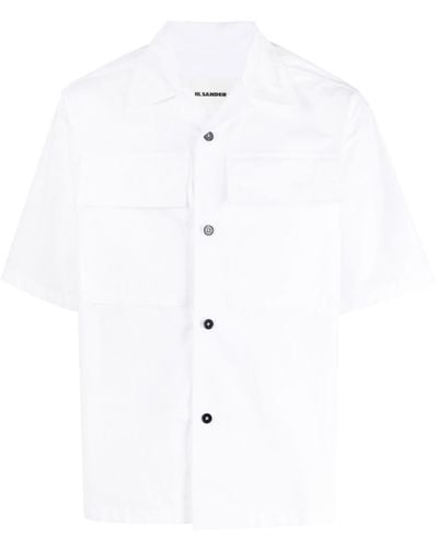 Jil Sander Chemise en coton à poches à rabat - Blanc
