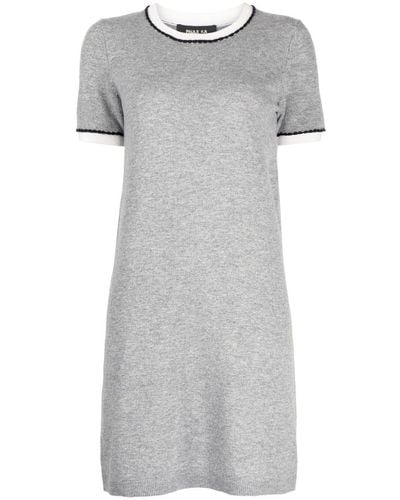 Paule Ka Contrast-trim Knitted Dress - Gray