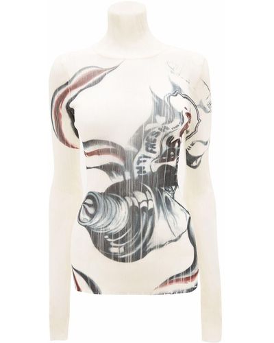 JW Anderson Abstract-print High-neck Knitted Top - White
