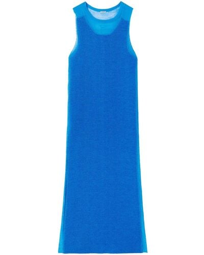 Jil Sander Vestido largo semitranslúcido - Azul