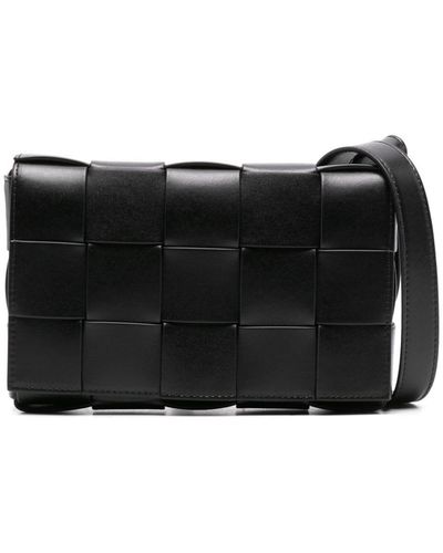 Bottega Veneta Cassette Intrecciato Messenger Bag - Black