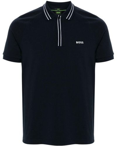 BOSS Rubberised-logo Polo Shirt - Blue