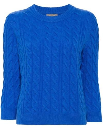 N.Peal Cashmere Cable-knit Cashmere Jumper - Blue