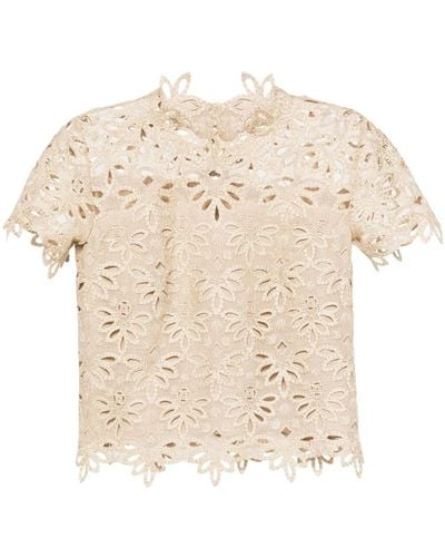 Ermanno Scervino Embroidered Cut-out Blouse - Natural