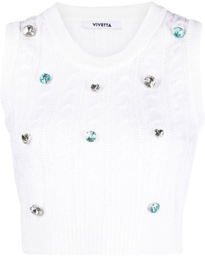 Vivetta Gemstone-detail Cable-knit Vest - White