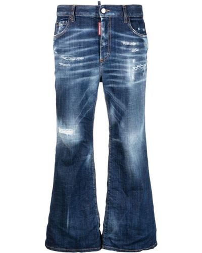 DSquared² Bleach-effect Cropped Flared Jeans - Blue