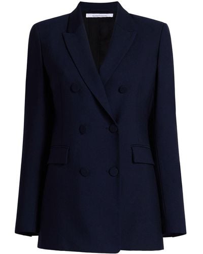Another Tomorrow Double-breasted Merino Wool Blazer - Blue