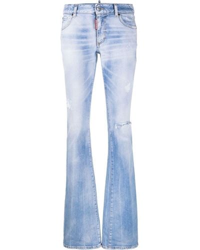 DSquared² Jeans svasati con effetto vissuto - Blu