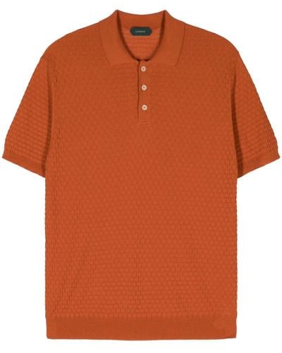 Zanone Textured Cotton Polo Shirt - Orange