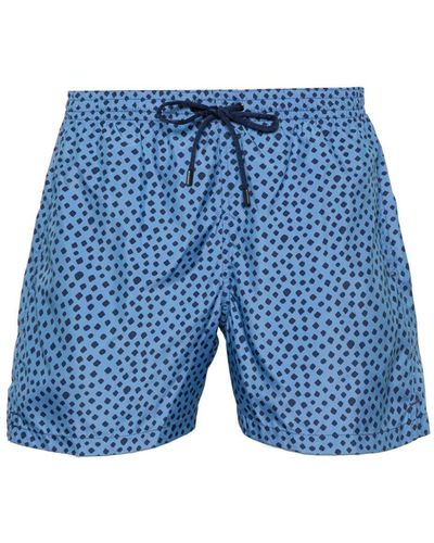 Canali Polka-dot Print Swim Shorts - Blue