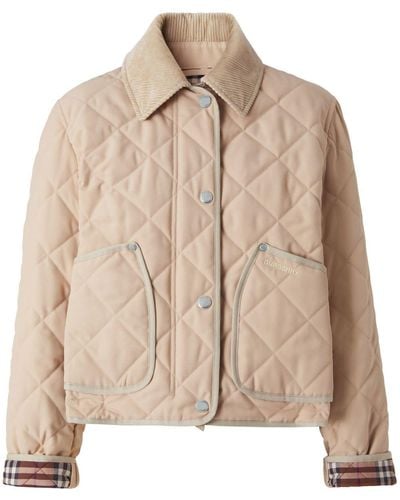Burberry Diamond-quilted Cropped Jacket - Natural