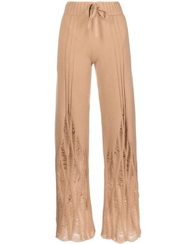 Dion Lee Distressed High-waist Cashmere Trousers - Natural
