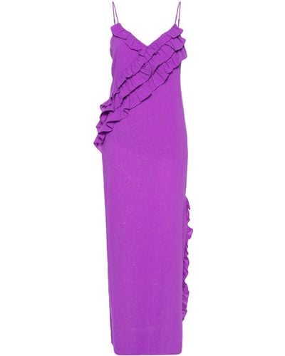 Twin Set Ruffle-detail Coupé Maxi Dress - Purple