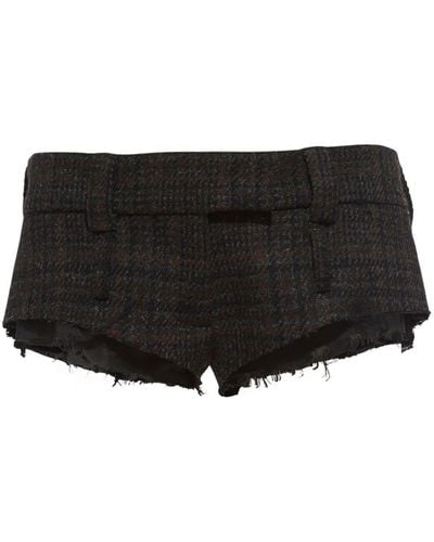 Miu Miu Belted Check Shorts - Black