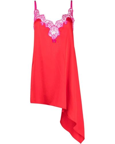DSquared² Lace-trim Satin Slip Dress - Red