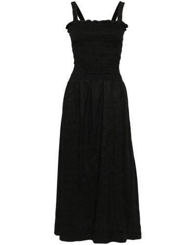 Faithfull The Brand Messini Linen Midi Dress - Black