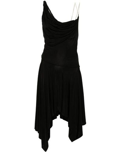 Pinko Asymmetric Cowl-neck Midi Dress - Black