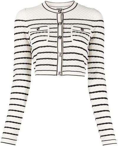 Sandro Striped-pattern Cropped Cardigan - White