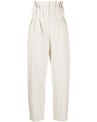 Saiid Kobeisy Sk Emblem Double Crepe High Waist Trousers - White