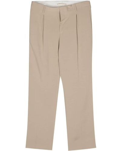 Briglia 1949 Textured Pleated Tapered Trousers - Natural