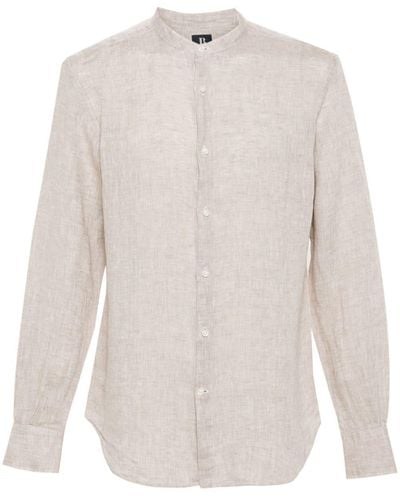 BOGGI Band-collar Linen Shirt - White