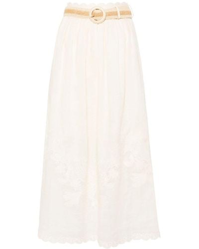 Zimmermann Embroidered Linen Maxi Skirt - White
