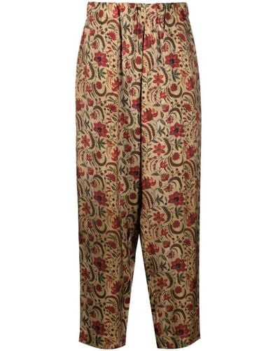 Uma Wang Pantalones Palmer ajustados con estampado floral - Neutro