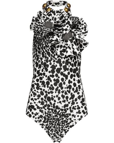 Area Dalmatian-print Flower Bodysuit - Black