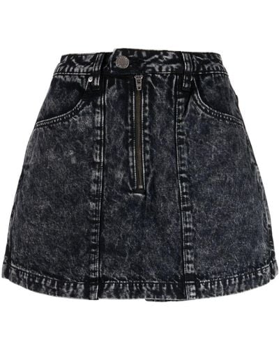 Izzue Short zippé en jean à patch logo - Noir