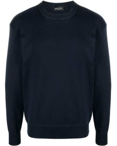 Roberto Collina Sweater Met Geribbelde Afwerking - Blauw