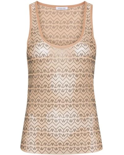 Patrizia Pepe Rhinestone-patterned Tank Top - Natural