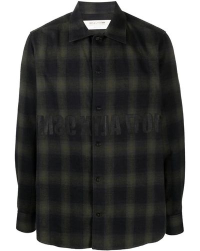 1017 ALYX 9SM Check-print Logo-print Cotton Shirt - Black