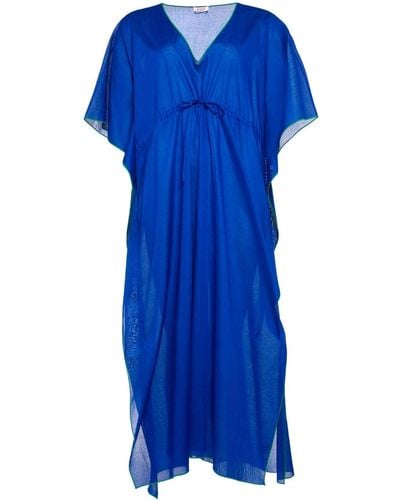 Eres V-neck Cotton Midi Dess - Blue