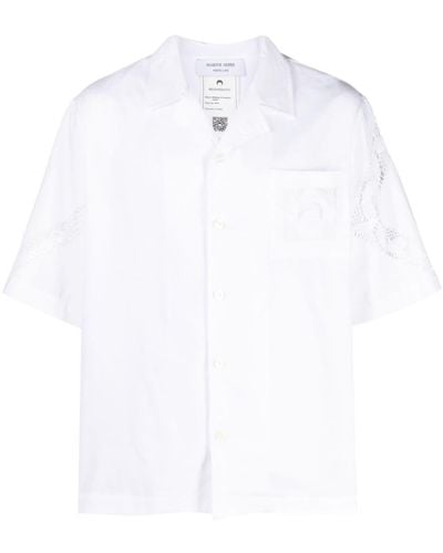 Marine Serre Lace-trim Cotton Shirt - Unisex - Cotton - White