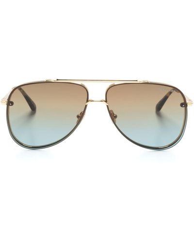 Tom Ford Gafas de sol Leon con montura estilo piloto - Metálico