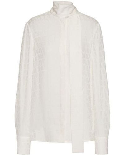 Valentino Garavani Toile Iconographe-print Silk Shirt - White
