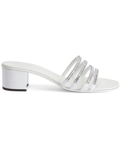 Giuseppe Zanotti Iride Crystal 40mm Sandals - White