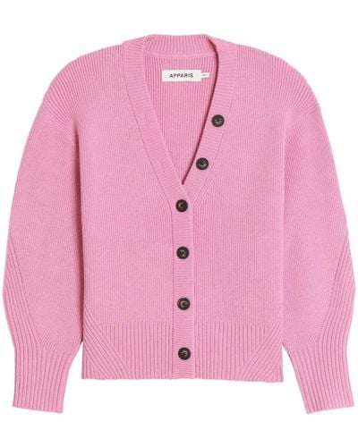 Apparis V-neck Knit Cardigan - Pink